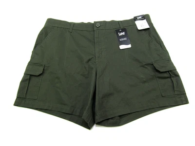 Lee 5" Cargo Shorts Womens 20W Mid Rise Frontier Olive Soft Waistband NWD Read - Image 1 of 4