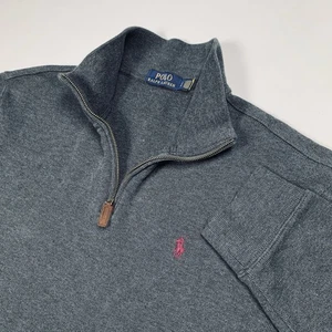 Polo Ralph Lauren Pullover 1/4 Zip Sweatshirt Herren Gr. Large grau Baumwolle Pony - Bild 1 von 9