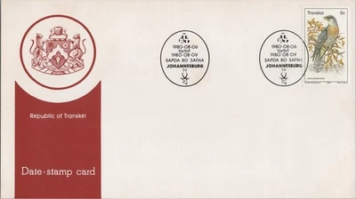 Cubierta de evento Transkei 79 SAPDA 80 pájaros ZAYIX 080522SM49 Foto 1 de 2