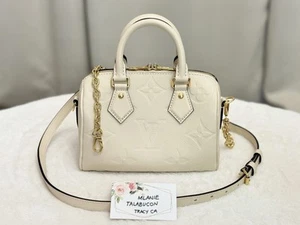 Louis Vuitton Speedy 20 Bandouliere Mono Empreinte Creme/Off White EXCELLENT - Picture 1 of 24
