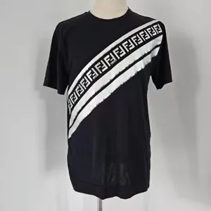 Fendi black w silver FF print Men's T-Shirt - Picture 1 of 7