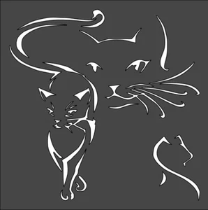 1- 5.5x5.5 inch Stencil, (VB-34) Cat Outline (6mil)***** - Picture 1 of 2