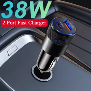 38W 2 Ports PD USB-C Fast Charging Car Charger Adapter For iPhone 14 13 Samsung - Picture 1 of 11