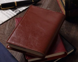 book jacket cover slipcase case bag pocket cow leather customize brown W734 - Photo 1 sur 4