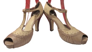 ASH Mocha Leather Round Peep Toe Strappy High Heels Size 41, UK 8 - Picture 1 of 20