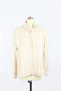 Vintage 70's LADY MANHATTAN Rose Embroidered Striped Button Down Shirt, Size M - Picture 1 of 13