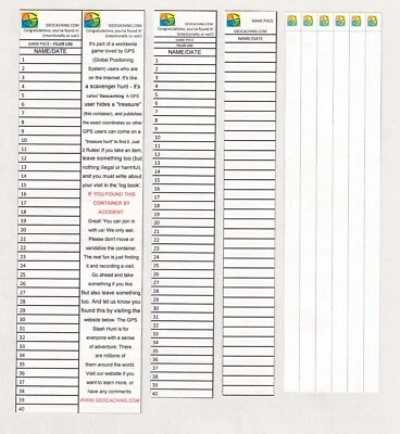 48+ Geocaching Bison Micro & Nano Rite in the Rain Logs - Geocache - Note cache - Immagine 1 di 2