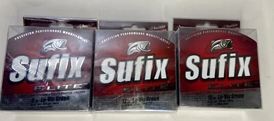 3 paquetes de monofilamento Sufix Elite 330 yardas 8/10/12 lb línea de pesca verde de baja visibilidad Foto 1 de 2