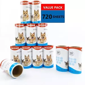 Lint Roller Refills Only 720 Sheets12 Pack Value Set Extra Sticky Easy Tear An - Picture 1 of 4