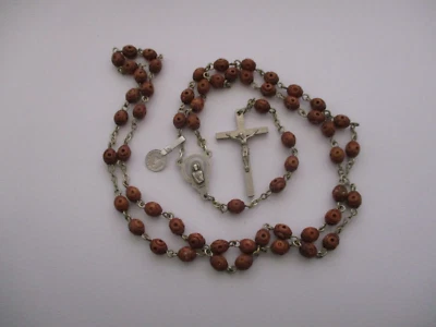 RELIGIOSA ANCIEN CHAPELET BOIS ET METAL EXTRA STRONG ITALY JESUS ET MARIE - Photo 1/4