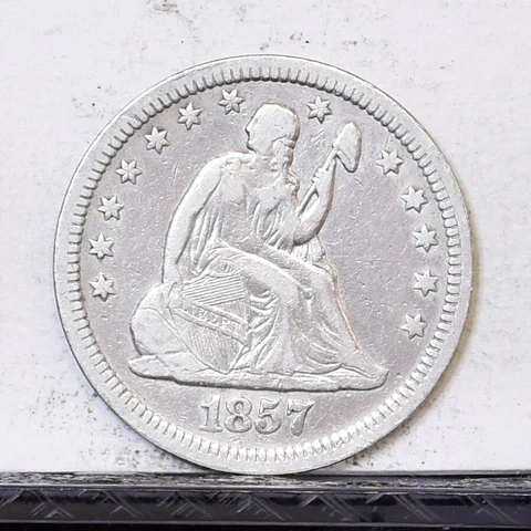 1857 Liberty Seated Quarter - XF Details (#43551) Cover
