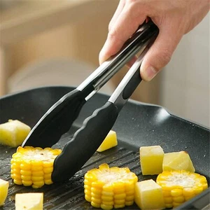 Premium Edelstahl 9" schwarz Küchenzange c/w Verschluss Clip-Spülmaschinenfest - Bild 1 von 6