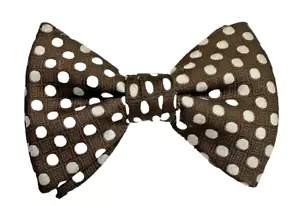 Vintage Bow Tie ORMOND NYC Brown Clip On White Polka Dots 5" x 4" Cocktail Party - Picture 1 of 10