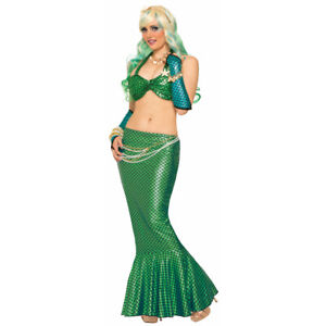 Green Mermaid Fin Skirt Flare Little Fish Tail Long Costume Bottom Adult