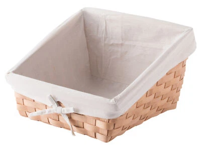 New Wooden Angled Display Basket with Fabric Liner for Storage and Display - Image 1 of 4