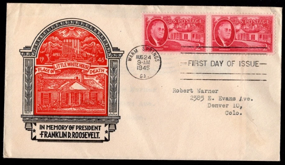 Franklin Roosevelt FDC, SC# 931, LW Staehle cachet - Image 1 of 1