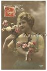 Tinted French Postcard D+7740 Pretty Woman And Flowers - Happy Birthday