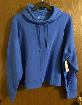Xersion 女式赛车蓝色长袖连帽衫 3X - 全新带标签 — 第 1/3 张图片