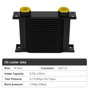 Universal 19 Row Transmission Engine Oil Cooler M22×1.5 Female Ports Aluminum - Picture 1 of 11