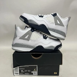 Nike Air Jordan 4 Retro PS White “Midnight Navy” BQ7669-140 11C New - Picture 1 of 5