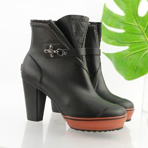 Sorel Women's Medina Rain Boots Size 9.5 Waterproof Block Heel Black Rubber Shoe