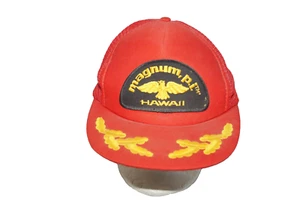 VTG 1980 HAWAII Magnum PI Embroidered Red Gold Mesh Trucker Hat Snapback Cap - Picture 1 of 9