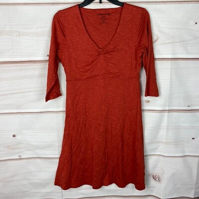 Vestido Toad&Co Mujer S Naranja Rosalinda Manga 3/4 Cuello en V Línea A Algodón Orgánico Foto 1 de 4