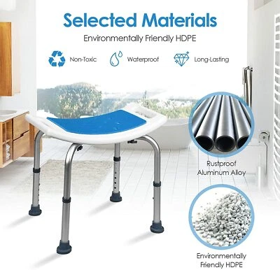 MEDOKARE 1x Portable Bath Chair Shower Stool Seat Bench Bathroom Safety Aid Aluminum