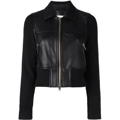 NUEVO 3.1 PHILLIP LIM Cuero Suéter-Chaqueta-, Negro Talla S $1,195 #SJ1561 Foto 1 de 4