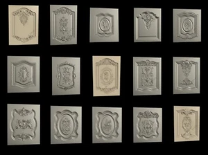 15 PCS 3D STL Model DOORS & CABINETS 1 for CNC Router Aspire Artcam 3D Printer  - Picture 1 of 12