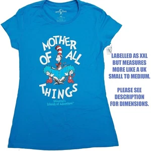 Universal Studios Mother Of All Things TShirt Blue Dr Seuss Cat Hat Small Medium - Foto 1 di 7
