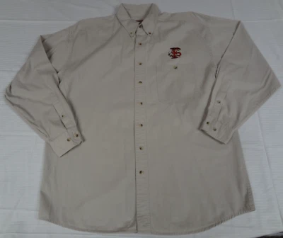 GEAR FOR SPORTS FSU FLORIDA STATE SEMINOLES BEIGE LARGE BUTTON DOWN SHIRT K239 - Image 1 of 4