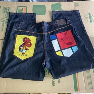 Coogi Jeans Mens W44 x L34 Embroidered Y2K Wide Leg Pants Multicolor Cotton NICE - Picture 1 of 20