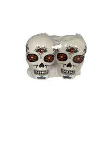 SUGAR SKULL salt & pepper shakers WHITE - Picture 1 of 4