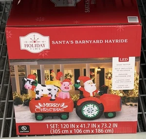 Holiday Time Santas Barnyard Hayride New 2025 Christmas Inflatable - Picture 1 of 1