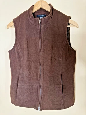 Louben Cashmere Vest Womens Size 8 Brown Zip Front Mandarin Collar Classic - Image 1 of 4