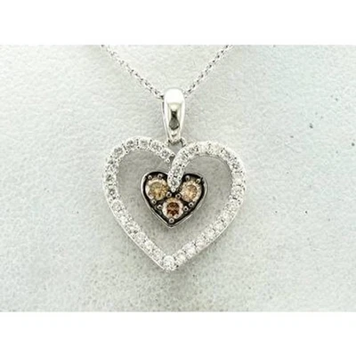 Le Vian 14K 白金心形吊坠项链 3/8 克拉白色巧克力钻石 — 第 1/4 张图片