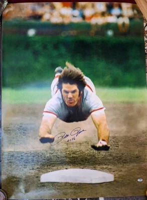 PETE ROSE CINCINNATI REDS AUTOGRAPH SIGNED AUTO POSTER PSA/DNA CERTIFIED 40"X30" - Image 1 of 3