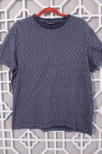 Camiseta Michael Kors Para Hombre L Monograma MK Estampado Completo Azul Gris Informal Hombres - Imagen 1 de 16