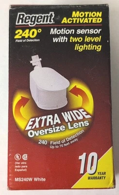 Sensor de movimiento REGENT con iluminación de dos niveles extra ancho de gran tamaño MS240W blanco Foto 1 de 4