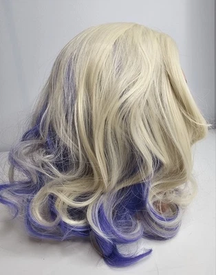 Peruca sintética, platina/periwinkle 10" fantasia cosplay longa - Imagem 1 de 4