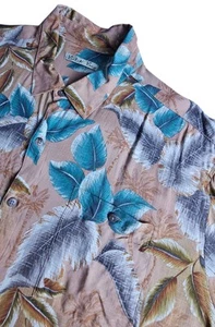 Camisa Hawaiana Batik Bay Hombres 2XL Naranja Floral Manga Corta Dadcore Vacaciones - Imagen 1 de 10