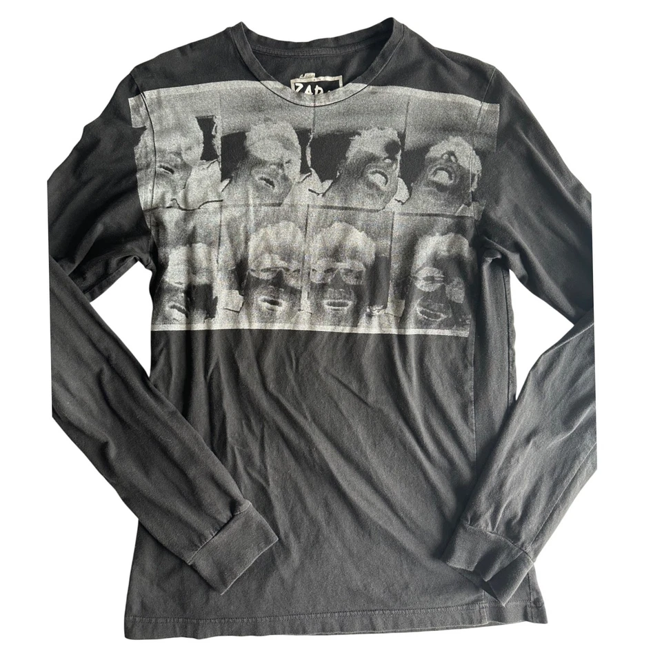 Camiseta de manga larga para hombre ZARA Pictures grande negra con estampado gráfico ropa de calle Foto 1 de 4