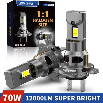 BEVINSEE H7 LED Headlight Bulbs 70W 12000LM Wireless Turbofan H4 H11 H1 CANBUS M - Image 1 of 4