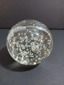 Vintage Controlled Bubble Paperweight Clear Art Glass Orb Round 3.25 Inch - Picture 1 of 5