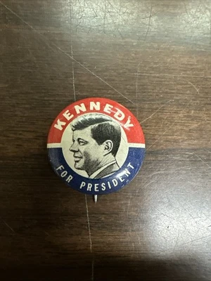 Botón/pin político John F Kennedy para presidente vintage 1960 Foto 1 de 2