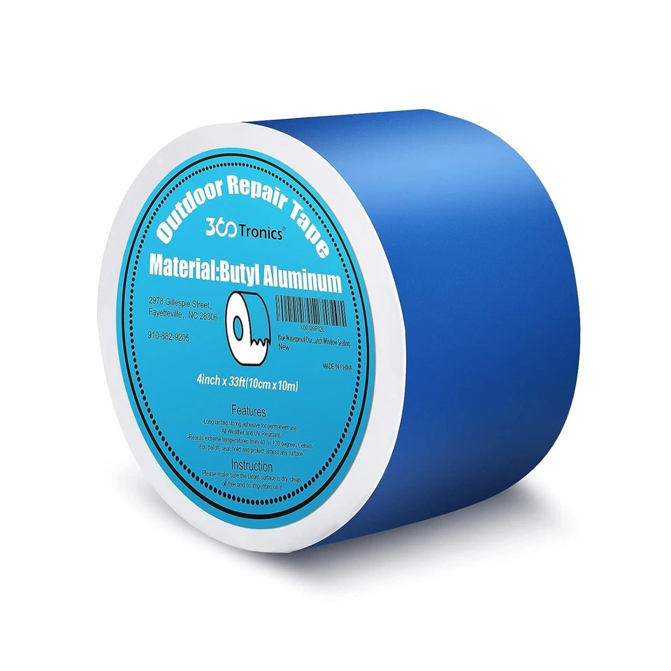 Blue Waterproof Repair Tape, 4in x 33ft per Roll, HVAC, RV, Pool Covers - Image 1 of 4