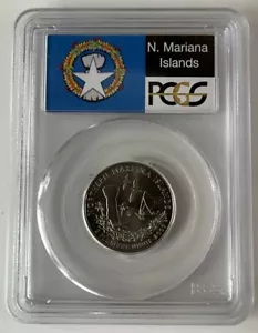 2009-P Northern Mariana Islands 25C 25 Cent Quarter PCGS MS67 Flag Label - Picture 1 of 2