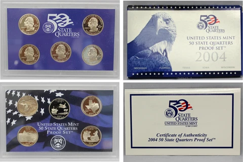 2004 Proof State Quarter Set Gem DCAM (Clad) - (OGP) 5 coins ADD'L Ships Free Cover