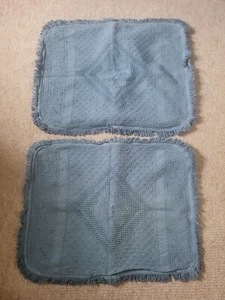2 fundas de almohada tejidas vintage 100 % algodón azul con flecos hechas en EE. UU. 22" X 27" - Imagen 1 de 13